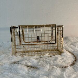 Gold Wire Cage Crossbody Clutch